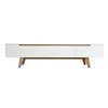 Image de Meuble TV scandinave blanc brillant et frêne 180cm MELKA - Miliboo