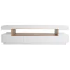 Image de Miliboo - Meuble TV design blanc laqué brillant et bois L200 cm LIVO