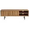 Image de Miliboo - Meuble TV en bois clair manguier massif gravé et métal noir L120 cm AGRA