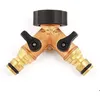 Image de Raccord robinet double FISHTEC laiton & aluminium   2 sorties avec vannes (filetage 20/27)