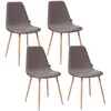Image de Toilinux - Lot de 4 chaises scandinaves à pieds métal effet bois ROKA - Gris foncé