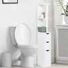Image de IDMARKET Meuble WC étagère WILLY bois 3 portes blanc