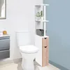 Image de IDMARKET Meuble WC étagère WILLY bois 2 portes blanc et hêtre