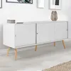 Image de ID MARKET buffet EFFIE 3 portes 135 cm Scandinave bois et blanc