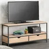 Image de ID MARKET meuble tv DETROIT 2 tiroirs 113 cm naturel à poser