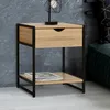 Image de IDMARKET Lot de 2 tables de chevet DETROIT 1 tiroir avec tablette bois et métal noir design industriel