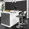 Image de IDMARKET Ilot central IVO 120 cm blanc et gris avec plan de travail