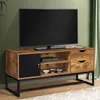 Image de ID MARKET meuble tv CHICAGO 1 porte et 2 tiroirs 110 cm bois foncé à poser