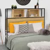 Image de IDMARKET Tête de lit sur pied DETROIT 165 cm bois et métal noir design industriel