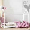Image de IDMARKET Lit cabane enfant 90 x 190 cm NESSI blanc avec sommier et barrières
