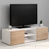 Image de ID MARKET meuble tv ELI 2 portes 113 cm bois et blanc à poser