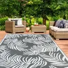 Image de IDMARKET Tapis extérieur COCO tropical gris et blanc 180 x 280 CM