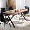 Image de IDMARKET Table à manger rectangle DAKOTA 6 personnes pieds forme en X design industriel 160 cm