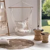 Image de IDMARKET Fauteuil suspendu bohème 2 coussins écru design macramé