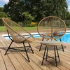 Image de IDMARKET Salon de jardin IZMIR table et 2 fauteuils oeuf cordage effet rotin