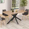 Image de IDMARKET Table à manger rectangle ALIX 8 personnes pied araignée bois et noir 160 cm
