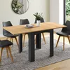 Image de IDMARKET Table à manger extensible rectangle DONA 4-8 personnes noire plateau façon hêtre 80-160 cm