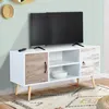 Image de ID MARKET meuble tv BAHIA 2 portes 113 cm blanc à poser