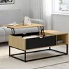 Image de IDMARKET Table basse plateau relevable BOSTON avec rangements design industriel