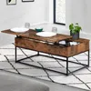 Image de IDMARKET Table basse plateau relevable rectangulaire DAYTON effet vieilli design industriel