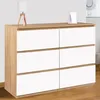 Image de IDMARKET Commode 6 tiroirs TOMI 110 cm bois façon hêtre et blanc