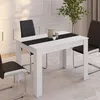 Image de IDMARKET Table à manger rectangle ROZY 4 personnes blanche et noire 110 cm