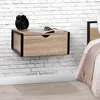 Image de IDMARKET Lot de 2 tables de chevet murales DETROIT 1 tiroir étagère suspendue bois et métal noir design industriel