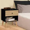 Image de IDMARKET Lot de 2 tables de chevet EMMIE scandinaves 1 tiroir avec niche noir et hêtre