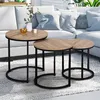 Image de IDMARKET Lot de 3 tables basses gigognes DETROIT rondes 35/40/45 design industriel