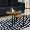 Image de IDMARKET Lot de 2 tables basses gigognes HAWKINS rondes 40/45 bois foncé design industriel