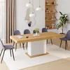 Image de IDMARKET Table à manger extensible rectangle EDEN 6-10 personnes bois et blanc 160-200 cm