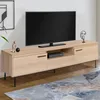 Image de ID MARKET meuble tv SEATTLE 2 portes 180 cm bois clair à poser avec rangement