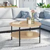 Image de IDMARKET Table basse double plateau rond DETROIT 70 cm design industriel