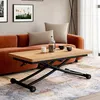Image de Table basse 2 en 1 relevable en table à manger rectangulaire URBANA 100 cm bois et noir design industriel