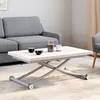 Image de Table basse 2 en 1 relevable en table à manger rectangulaire URBANA 100 cm blanc pied chrome
