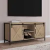 Image de ID MARKET meuble tv QUEBEC 2 portes 113 cm bois clair à poser