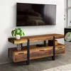 Image de ID MARKET meuble tv AUSTRIA 1 porte et 3 tiroirs 113 cm bois foncé à poser