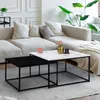Image de IDMARKET Lot de 2 tables basses gigognes ALASKA carrées 60/70 effet marbre et noir pieds métal