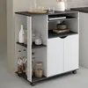 Image de IDMARKET Desserte de cuisine COSI bois blanc et plateau gris L.76 CM