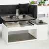 Image de IDMARKET Table basse plateau relevable rectangulaire ELEA avec coffre bois blanc et effet béton