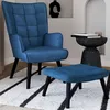 Image de IDMARKET Fauteuil scandinave ANIA avec repose pieds velours bleu