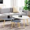 Image de IDMARKET Lot de 3 tables basses gigognes GAIA laquées blanc gris scandinave