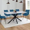Image de IDMARKET Table à manger rectangle ALIX 8 personnes pied araignée noir et plateau effet marbre blanc ALASKA 160 cm