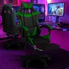 Image de IDMARKET Fauteuil de gaming ALEX réglable avec repose-pied coussin de tête et coussin lombaire noir et vert