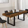 Image de IDMARKET Table à manger extensible rectangle PHOENIX 4-8 personnes bois effet vieilli et noir bande centrale noire 160-200 cm
