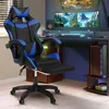 Image de IDMARKET Fauteuil de gaming ALEX réglable avec repose-pied coussin de tête et coussin lombaire noir et bleu