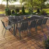 Image de IDMARKET Salon de jardin MADRID table 240 CM et 10 chaises empilables gris anthracite