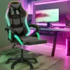 Image de IDMARKET Fauteuil de gaming LED LUC avec repose-pied coussin de tête et support lombaire noir et gris