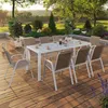 Image de IDMARKET Salon de jardin MADRID table 190 cm et 8 chaises empilables blanc et beige
