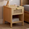 Image de IDMARKET Lot de 2 tables de chevet EDHEN 1 tiroir avec niche cannage et bois